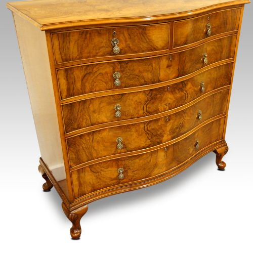 fig 1. Maple & co walnut serpentine chest of drawers
