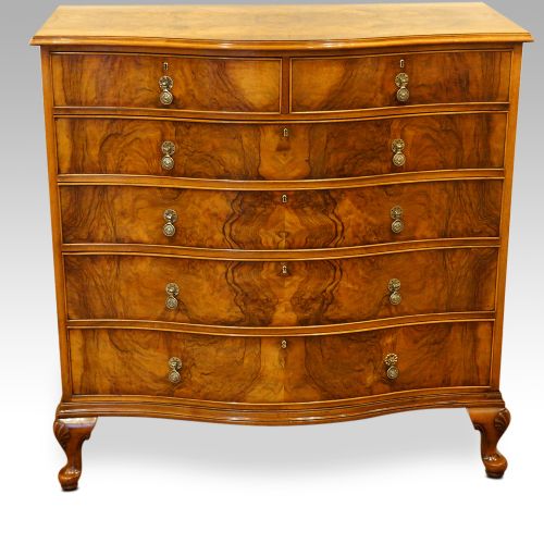 fig 6. Maple & co walnut serpentine chest of drawers