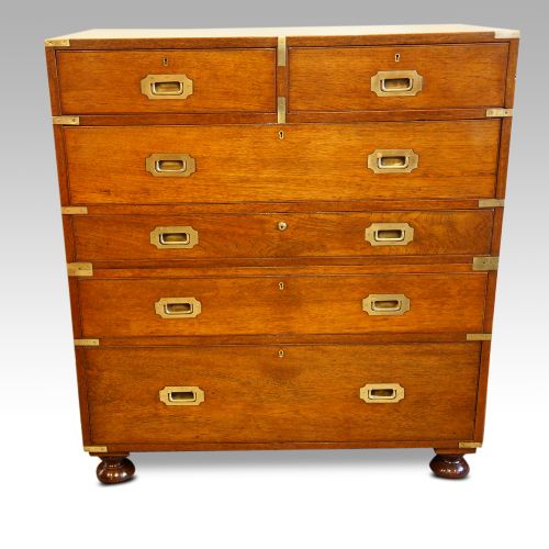 Victorian Teak Secretaire Military Chest