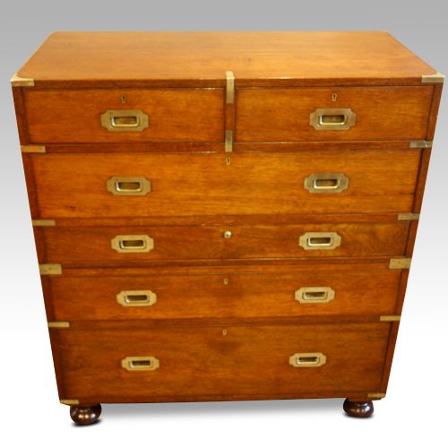 fig 6. Victorian teak secretaire military chest