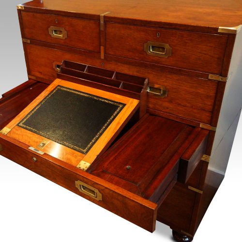fig 7. Victorian teak secretaire military chest