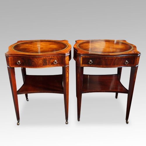 fig 1. Pair inlaid mahogany end tables
