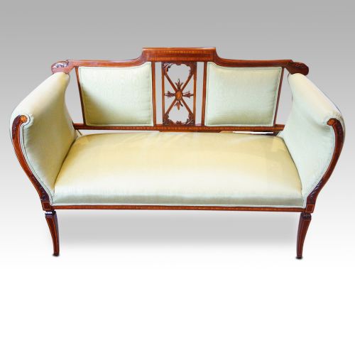 Edwardian Inlaid Mahogany Small Settee