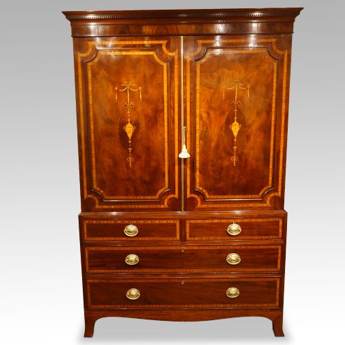 Antique Mahogany Linen Press