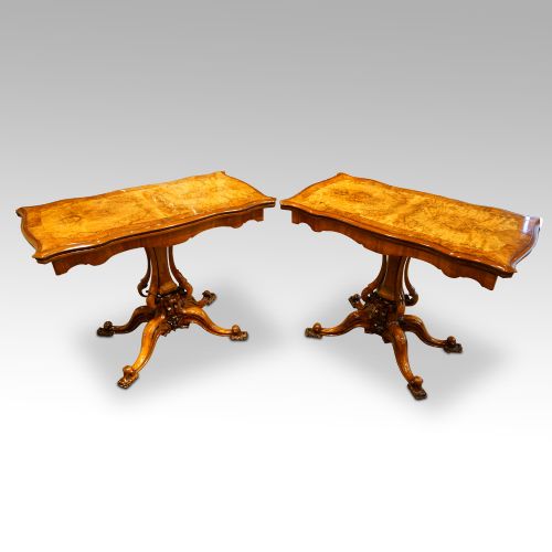 Pair of Victorian Walnut Card Tables