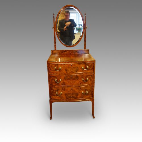 Walnut Bow Front Dressing Chest