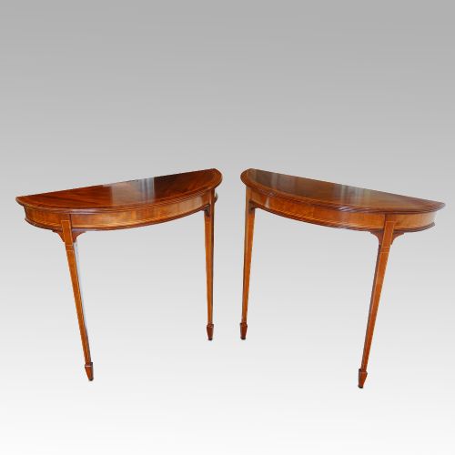Pair of Edwardian Mahogany Demi Lune Tables