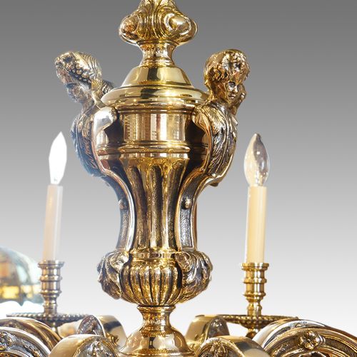 fig 3. Pair of antique bronze chandeliers 