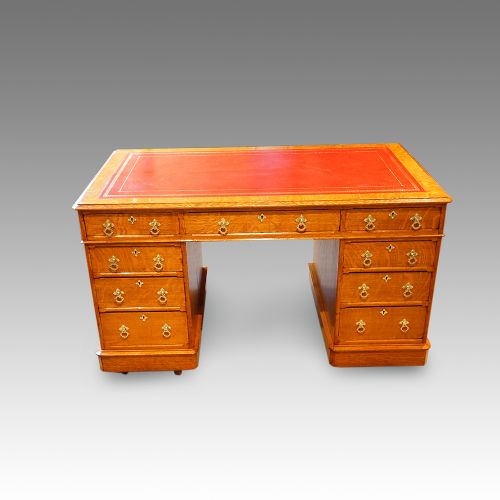 Victorian Oak Pedestal Desk