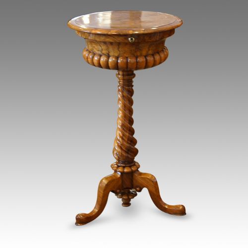 fig 1. Victorian walnut circular workbox