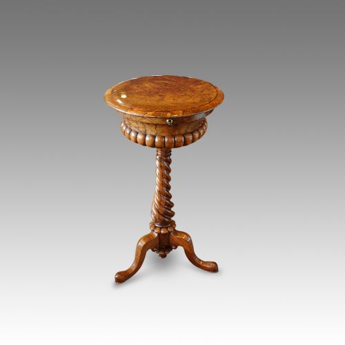 fig 3. Victorian walnut circular workbox
