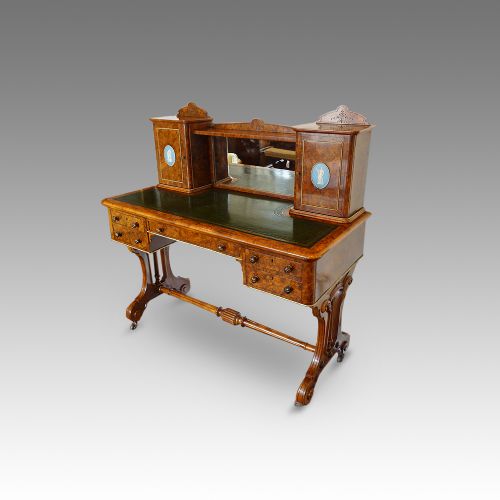 Victorian Burr Walnut Bon Heur Du Jour Desk