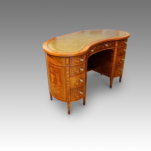 fig 8. Edwardian kidney shaped pedestal desk