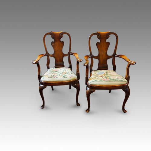 fig 6. Pair of Walnut George I style armchairs