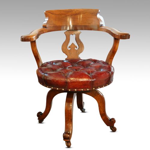 Victorian Walnut Revolving Desk Chair