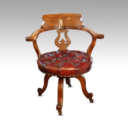 fig 5. Victorian walnut revolving desk chair