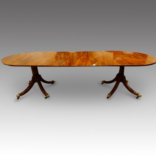 Antique Mahogany Twin Pillar Dining Table