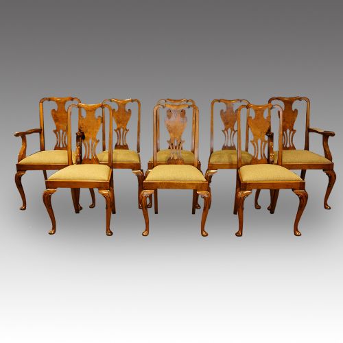 Set of 8 Edwardian Walnut Dining Chairs
