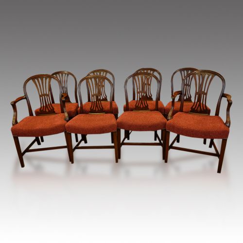 Set of 8 Edwardian Mahogany Hepplewhite Dining Chairs