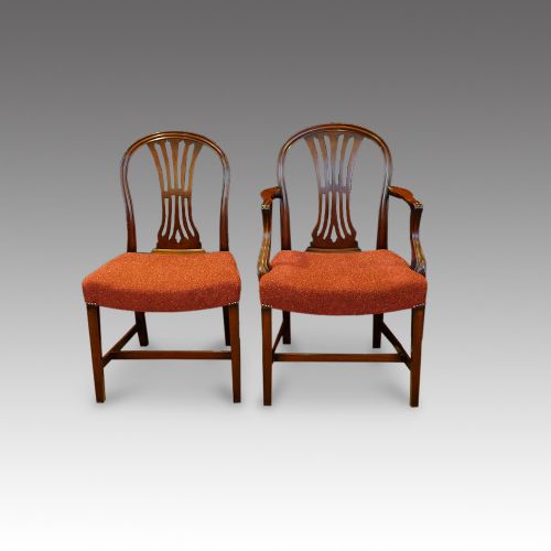 fig 1. Set of 8 Edwardian mahogany Hepplewhite dining chairs