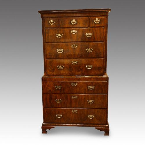 George II Walnut Chest on Chest
