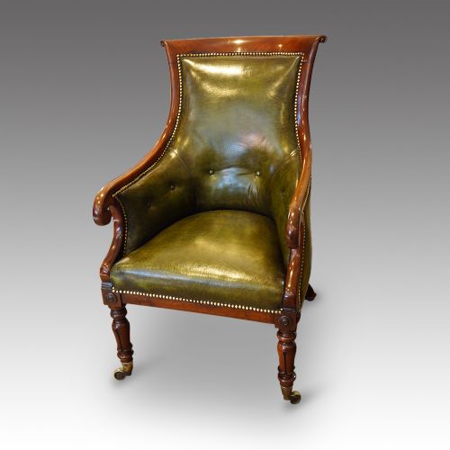 fig 2. William IV mahogany library bergere chair