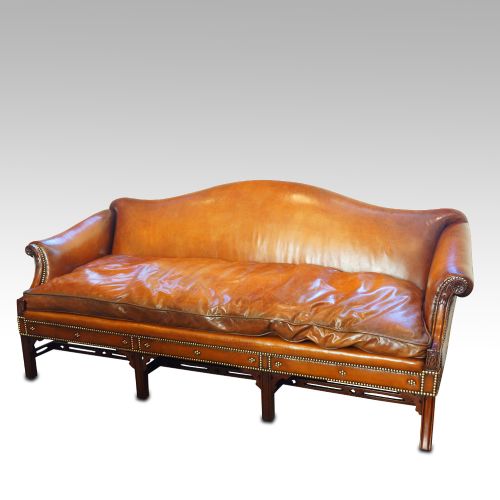 Edwardian Mahogany Camel Back Sofa