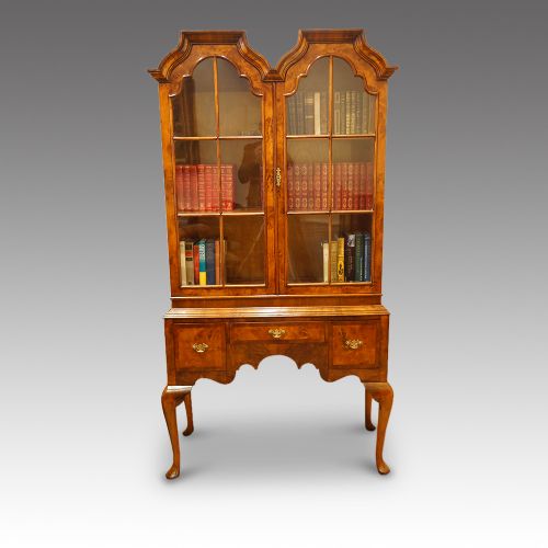 George V Walnut Double Dome Bookcase
