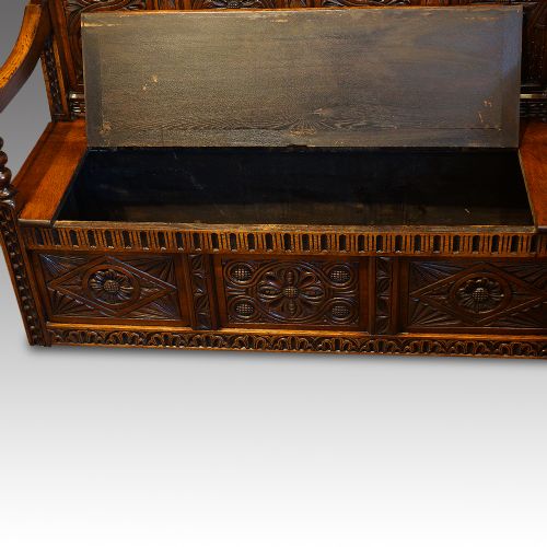 fig 4. Antique carved oak settle