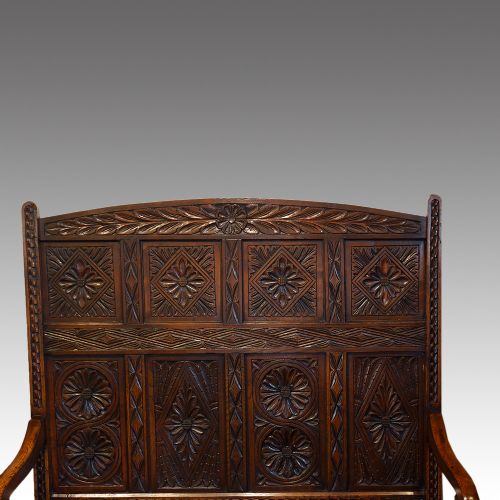 fig 6. Antique carved oak settle