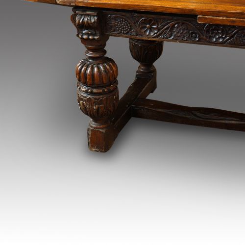 fig 2. Antique oak large draw leaf dining table