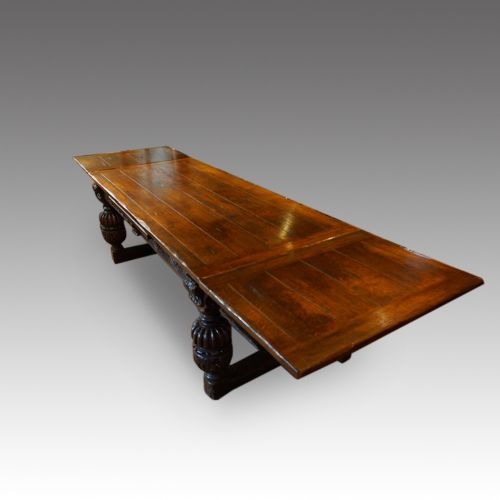 fig 3. Antique oak large draw leaf dining table