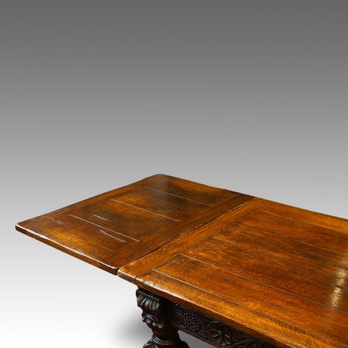 fig 5. Antique oak large draw leaf dining table