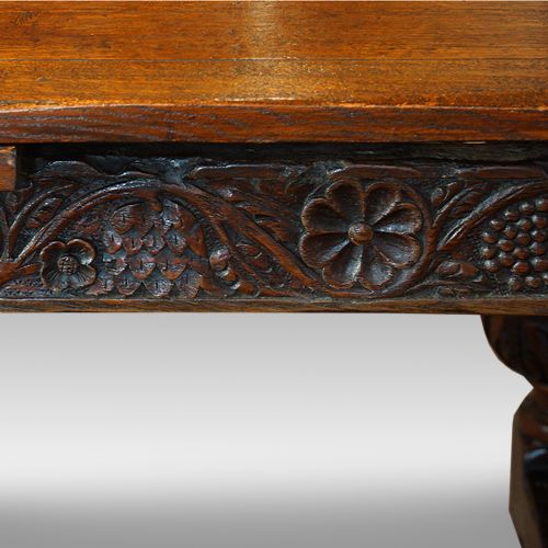 fig 7. Antique oak large draw leaf dining table