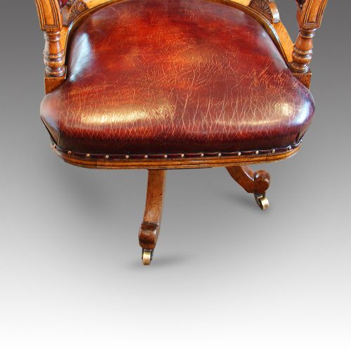 fig 2. Victorian oak swivel desk chair