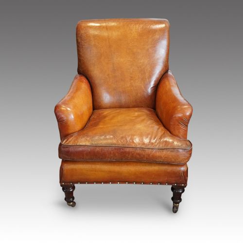 fig 1. Pair of Victorian leather club chairs