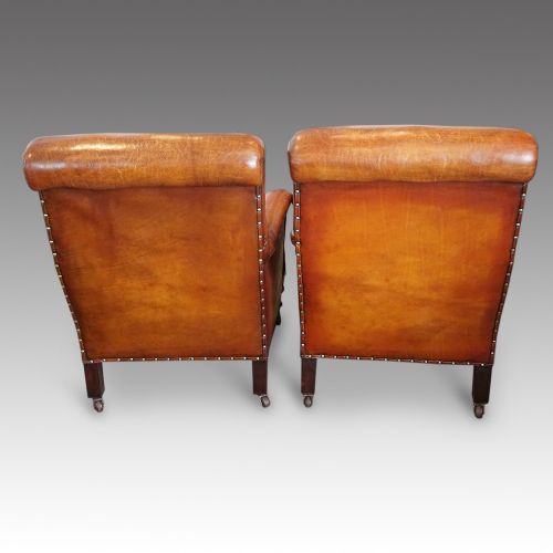 fig 2. Pair of Victorian leather club chairs
