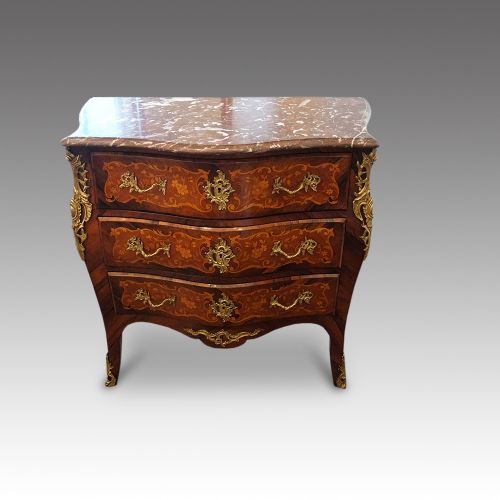Continental Marquetry Bombe Commode