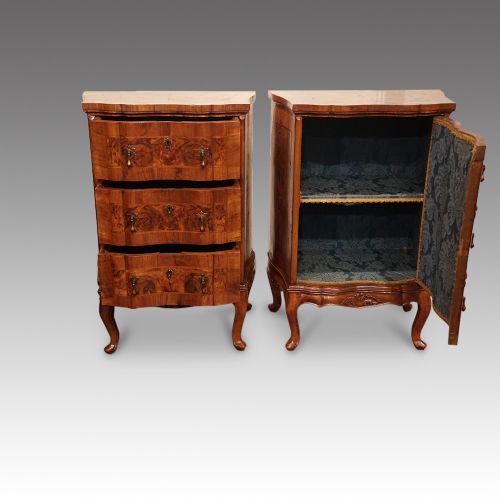 fig 1. Pair of 19thc. walnut Continental cabinets