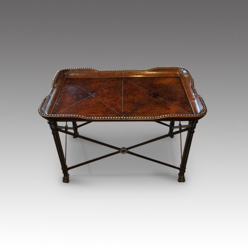 Bronzed Steel Leather Top Coffee Table