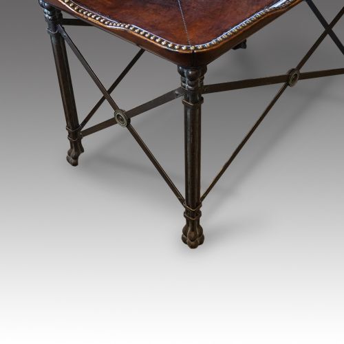 fig 1. Bronzed steel leather top coffee table