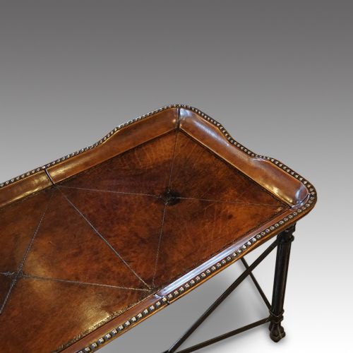 fig 6. Bronzed steel leather top coffee table