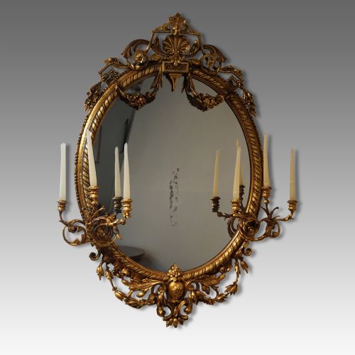 Antique Gilt Oval Girandole