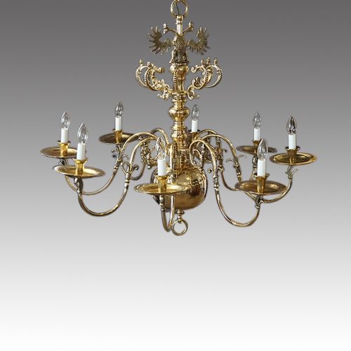Large Antique Cast Bronze Chandelier