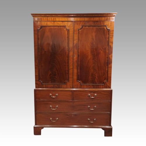 George III Mahogany Linen Press
