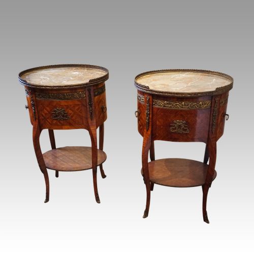 Pair of Continental Parquetry Oval Cabinets