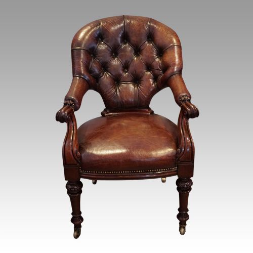 Victorian Leather Library Desk Chair
