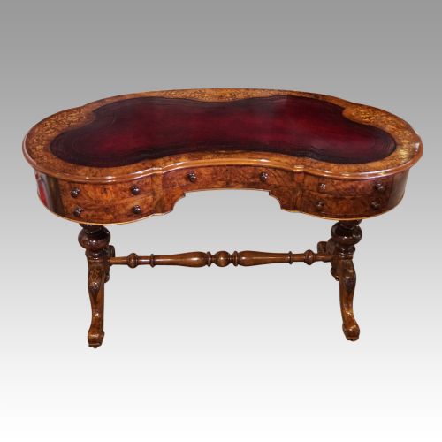 Victorian Inlaid Walnut Kidney Desk