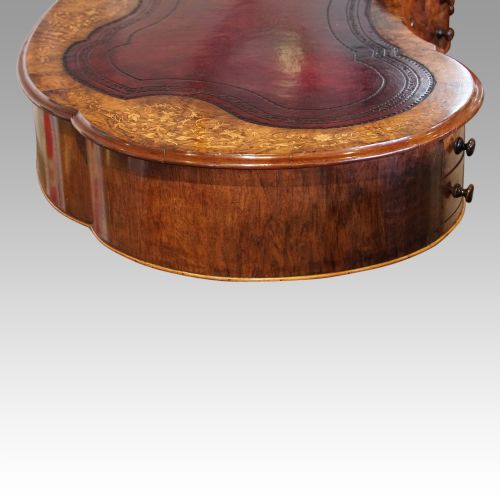 fig 1. Victorian inlaid walnut kidney desk