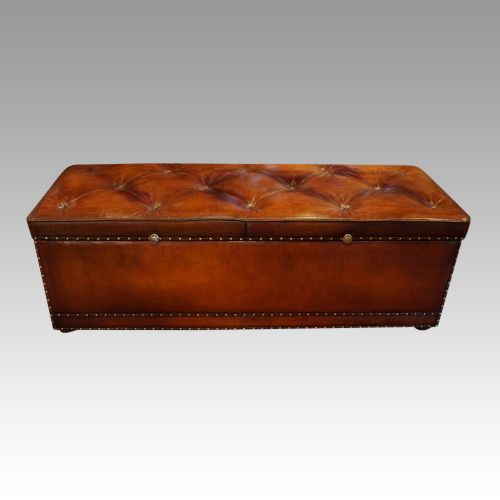 Large Victorian Leather Ottoman